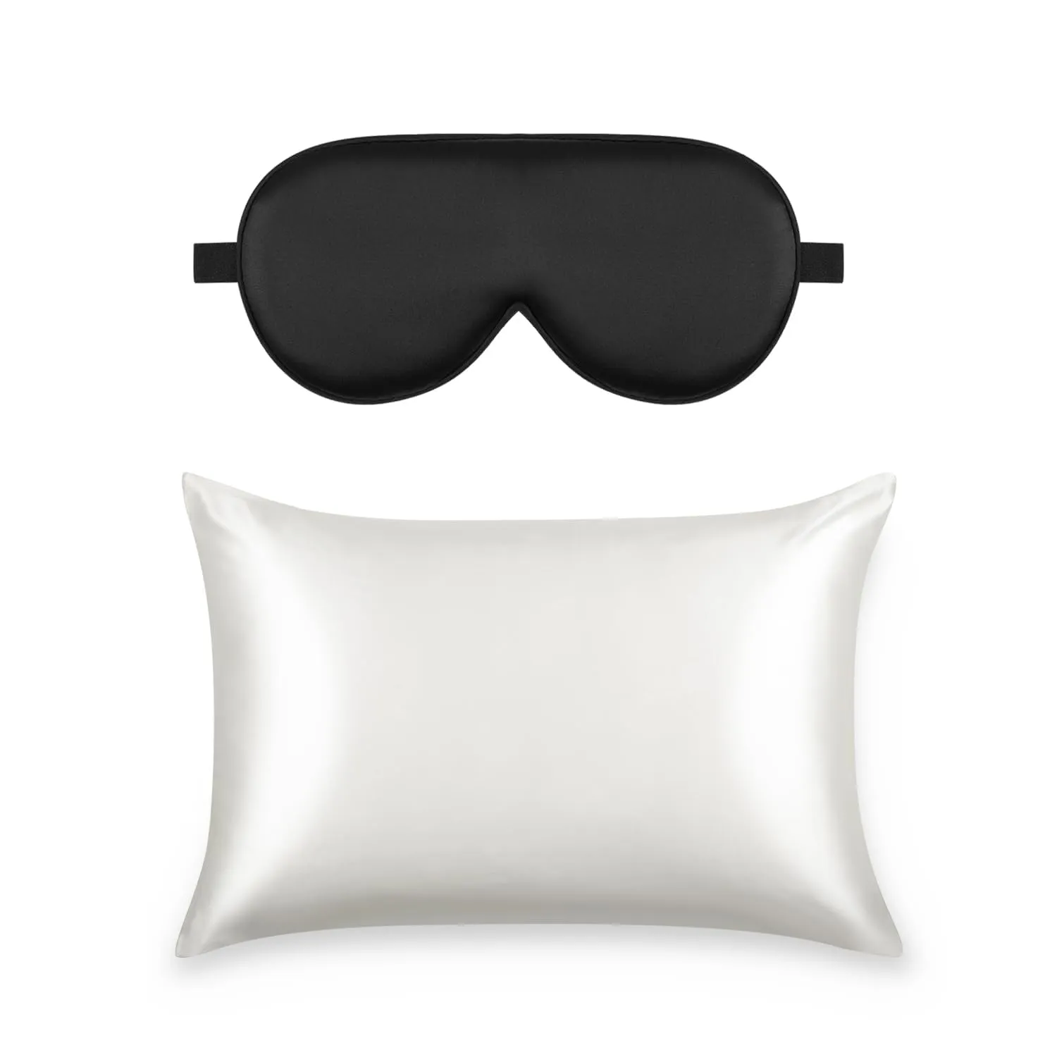 Alaska Bear Silk Mask and Queen Pillowcase Set: product view, Ivory
