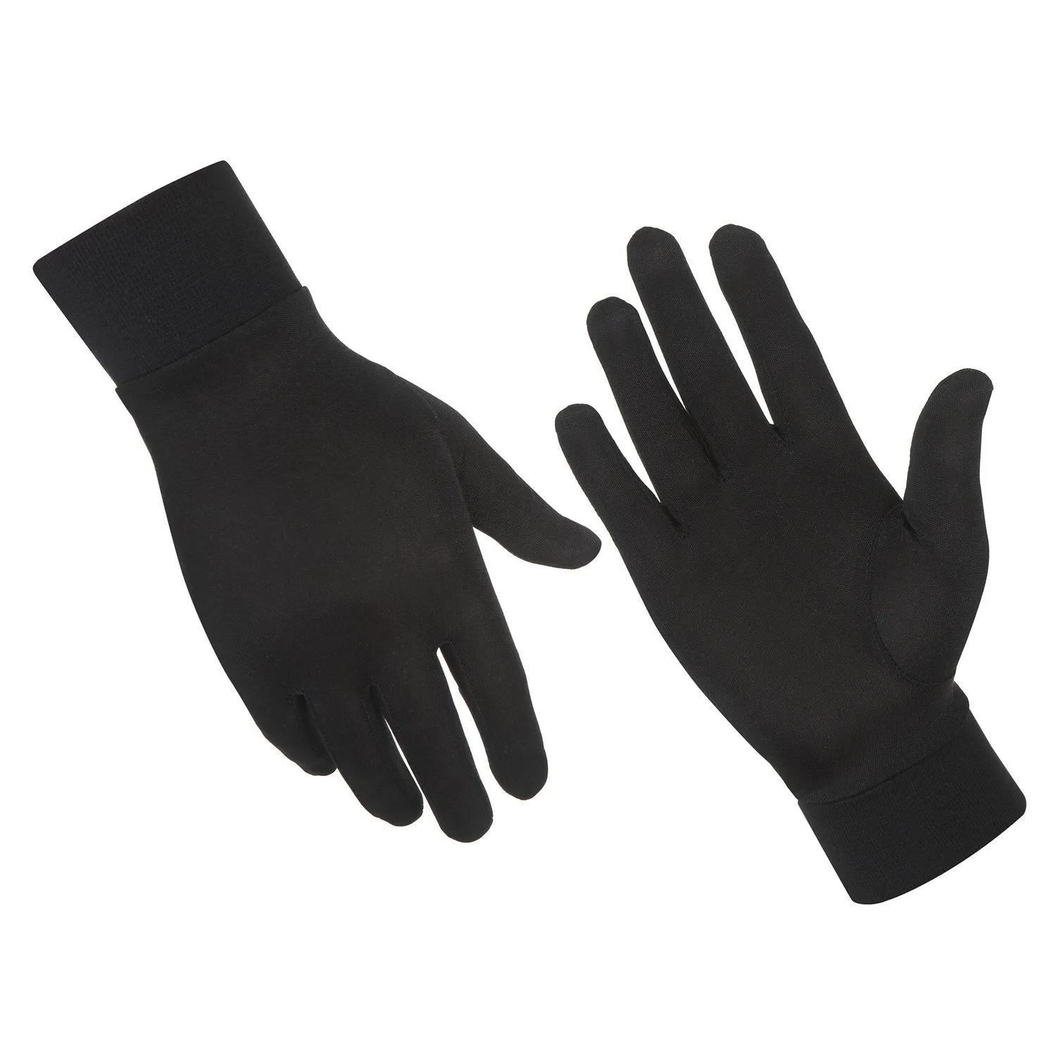 Alaska Bear Silk Glove Liners: product view, Black, Medium