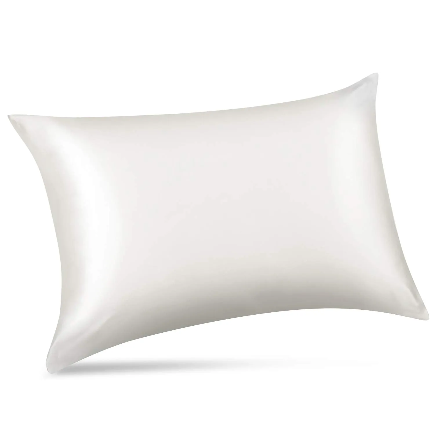 Alaska Bear Silk Pillowcase with Hidden Zipper: product view, Queen, Ivory